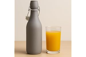 KWARE Bottiglie in vetro stile vintage da 1 litro, ideali per uso domestico o commerciale, da riempire con acqua, vino, liquore, olio, birra, grappa o cordiali (tappo oscillante grigio scintillante)