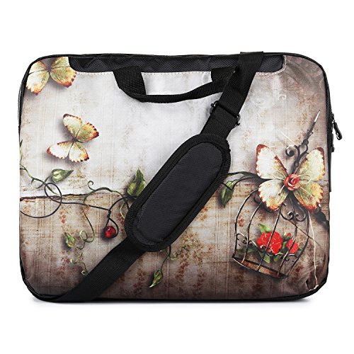 TaylorHe 15 / 15,6 Zoll Notebooktasche, Schultertasche für Notebook mit Muster , Laptoptasche mit Griff und Seitentaschen Laptop Bag Schmetterlinge, Blumen, Vintage