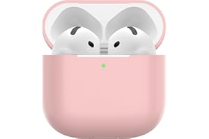 Nemteur Coque pour Airpods 4, Étui de Protection Mince en Silicone pour AirPods 4th 2024 (USB-C) Skin Front LED Visible Silicone Case, Rose