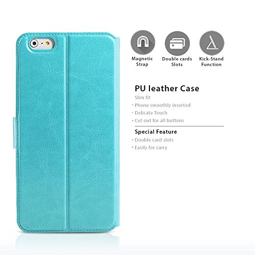 iPhone 6 Flip Case, iPhone 6s Flip Case, TheBlingZÂ® PU Leather Slim Flip Wallet Case Cover for iPhone 6 6s - Blue