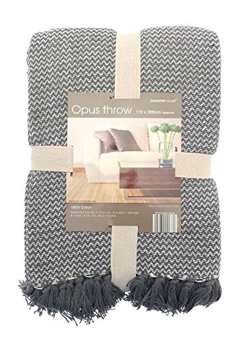 Opus Grey And White Chevron 100% Cotton Throw 127x 152cm