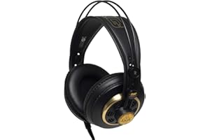 AKG K240 Studio Professional Semi-Open, Cuffie Over-Ear, design ad alte prestazioni, adattatori da 3,5 mm e 1/4", archetto autoregolante - Nero e Oro