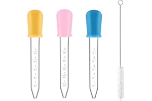 AMZFUK Pipetta Contagocce 3 Pezzi,5ml Pipette Contagocce Plastica Pipetta Dropper in Silicone con Spazzola Pulita,Pipetta Dropper per Bere Acqua, Latte, Succhi di Frutta, Ecc
