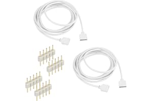 RGBW Cable Supernight 2 Pack 2M 6.56ft Extension Cable Connect Female Plug to SMD 5050 3528 RGBW LED Strip Light with Free 4pcs 5pin Connector