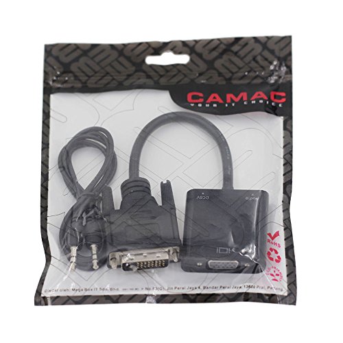 Camac DVI-D 24 + 1 (männlich) Dual Link Quelle der PC / Laptop auf VGA (weiblich) Monitor / TV-Kabel-Adapter Converter Aktive Führung mit Audio (DVI-D auf VGA M / F mit Audio) – Schwarz - 3