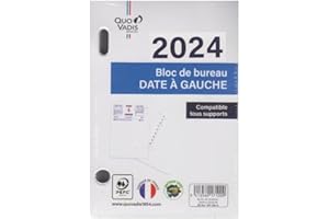 ABL Quo Vadis - 1 BLOC DE BUREAU - Bloc DATE A GAUCHE - Janvier 2024 à Décembre 2024 - Dimension 12 x 8,3 cm - Compatible Tous Supports (Exacompta, Oberthur, Quo vadis, Lecas, etc.)