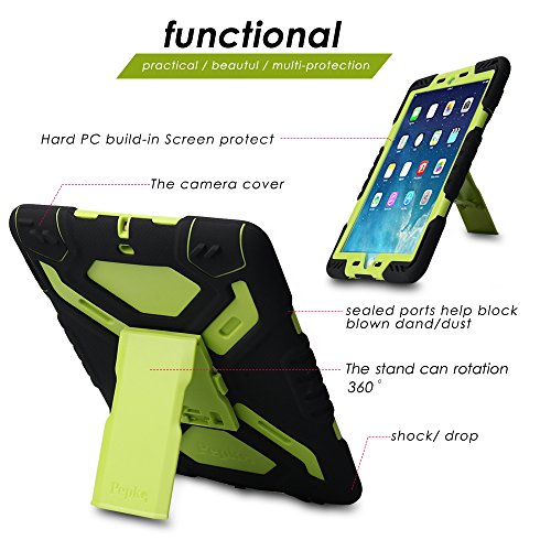 New iPad 9.7 2017 Hülle, Feitenn Heavy Duty Armor Hard Back Schutzhülle Kickstand Silikon PC Dual Layer Protective Case Ständer Stoßfest Shock-Absorption Back Cover Hülle für Apple New iPad 9.7 Zoll (SchwarzGrün) - 5