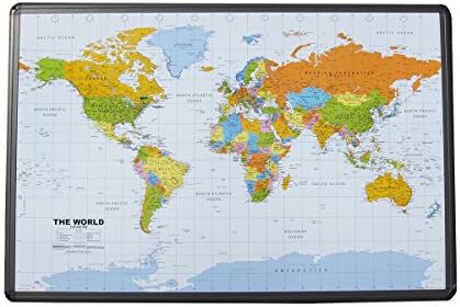World Map Cork Notice Board with Aluminium Frame 90 x 60 cm