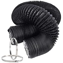 Hon&Guan Tuyau d'évacuation Tuyau d'aération Flexible en PVC Aluminium pour Hotte Sèche-linge (ø150mm*5m, Noir)