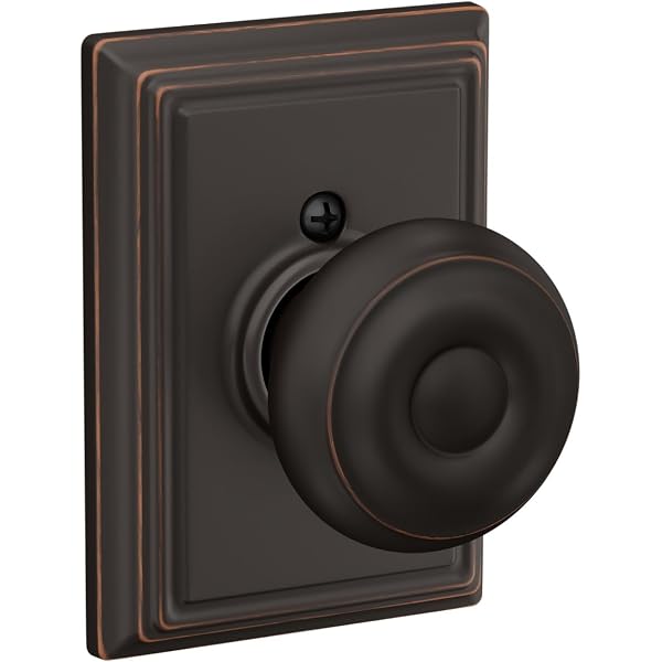Schlage F94AND716ADD Andover Knob With Addison Rose Dummy Trim - Aged Bronze Finish