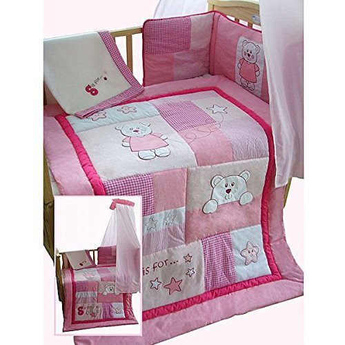 Snuggle Baby Pink Bear 5 Piece 4 Tog Quilt Bedding Bale, Cot/Cot Bed