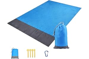 ZTOONE 200 x 210CM Portable Pocket Beach Mat with 4 Fixed Nails,Mini Picnic Blanket with Carrying Bag,Durable, Beach Mat for Beach Picnic, Barbecue Party
