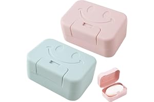 ZHIHUITL Travel Soap Case Box,2Pcs Soap Box,Soap Dish with Lid,Portable Shower Soap Box,Sealed soap dish with lid,Perfect for Bathroom, Travel, Camp, Gym (blue/pink)