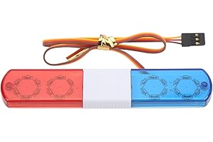 Kufoo Lampe Flash de Police RC, 4 Modes Sûrs, Lumière de Police LED RC Simple et Durable pour Voiture 1/10 RC (Rouge et Bleu)