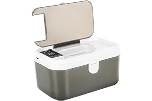 LARNMERN Baby Wipes Warmer, Wipe Warmer for Babies Larger Capacity Portable Wet Wipe Dispenser 3 Precise Temperature Modes Top Heating Diaper with LED Screen & On/Off Switch Transparent Case for Change Wipes