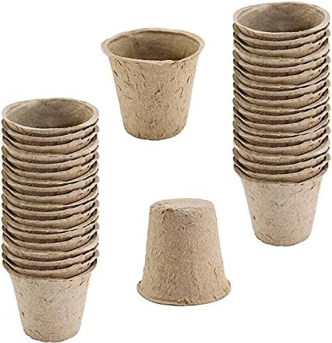 WARKHOME 48Pcs 8cm Round Biodegradable Seed Pots for Plant, Flowers and Vegetables Garden Planting Pots 100% Organic and Eco Friendly