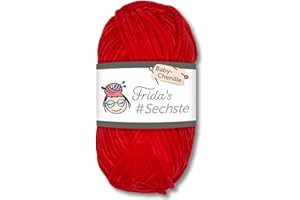 Frida's Wollhaus Frida's Pelote de laine Amigurumi - 50 g - Sixième fil chenille pour bébé - Pour tricot et crochet - Velouté - 30 couleurs (748, rouge)