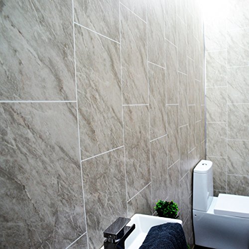 Buy Grey marble bathroom wall panels splashbacks Tile effect cladding