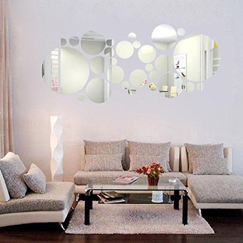 Jamicy® Runde Acrylspiegel Hintergrund Wand Aufkleber Schlafzimmer Dekoration - 2
