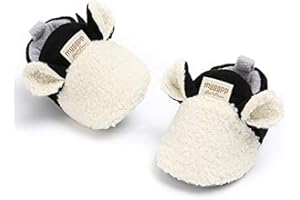 RVROVIC Baby Jungen Mädchen Kuschelige Fleece-Stiefel mit rutschfestem Boden Warme Wintersocken Hausschuhe