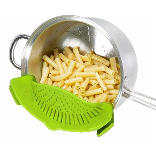 Hihoddy Tapa Colador Colador Sartenes Silicona, Cocina Extras Snap Color Verde - Se Puede lavar en Lavavajillas. Colador y Escurridor, Tapa Universal Clip-On de Drenaje Colador
