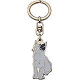 Eurofusioni Portachiavi Gatto Bianco e Nero Placcato Oro. Originale Portafortuna Idea Regalo Amanti Gatti. Ciondolo 4.5 x 2.5