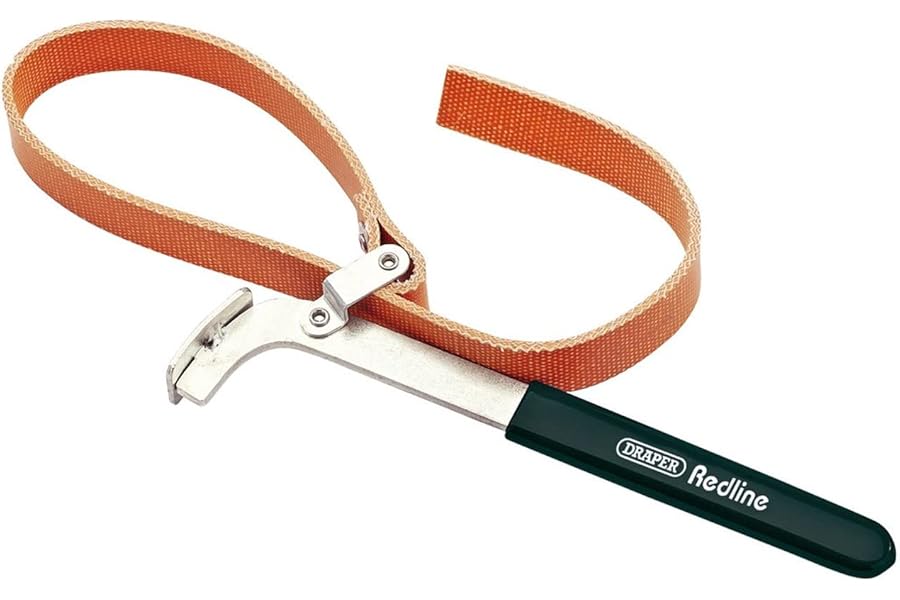 Draper 68813 100 mm Oil Filter Strap Wrench, Black/Orange