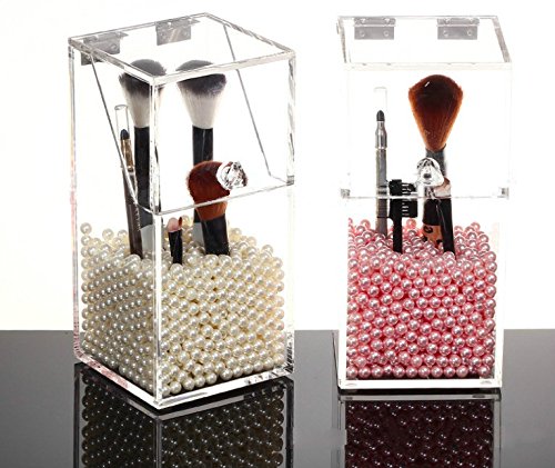 Bürstenhalter Make-up Organizer Beauty Tools Zylinder Barrel Aufbewahrung Barrels Pinsel Sets Kosmetik Aufbewahrungsbox with white pearl