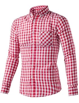 Plaid Shirt In Cotone Tempo Libero Moda A Maniche Lunghe Da Uomo LKDJCWX