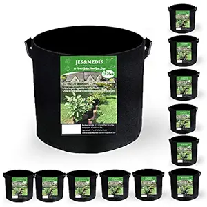 JES&MEDIS 12-Pack 3 Gallon Plant Grow Bags, Thick Aeration Fabric Flower Vegetable Pots w/Handles Garden Container, Black