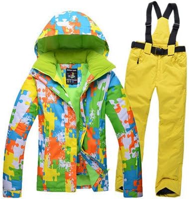 FYM JACKETS DYF Men/Women Coat Ski Jacket Pants Suit Waterproof Windproof Warm Zipper,Yellow,S