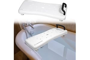 YUENFONG Tavola per Vasca Sedile per Vasca Sedile per Vasca con Manico Nero, Tavola per Sedile Tavola per Vasca in Plastica per Donne Incinte Anziane, capacità di Carico Fino a 150 kg, Bianco e Nero
