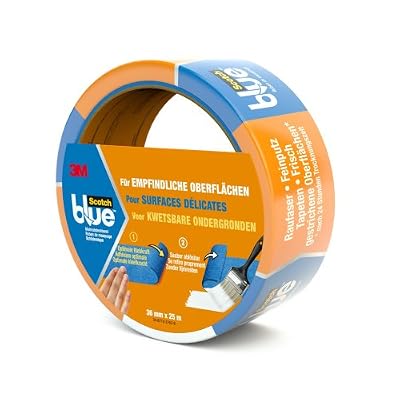 Scotch 3M ScotchBlue Ruban Masquage pour Surfaces Délicates 36 mm x 25 m 1 Rouleau Bleu