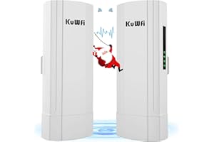 KuWFi WiFi d'extérieur Gigabit 6 KM 5,8 G point à point, point d'accès sans fil, point d'accès extérieur sans fil avec antenne 16 dBi, ports LAN 1000 Mbps, 48 VPoE, extendeur WiFi pour caméra de