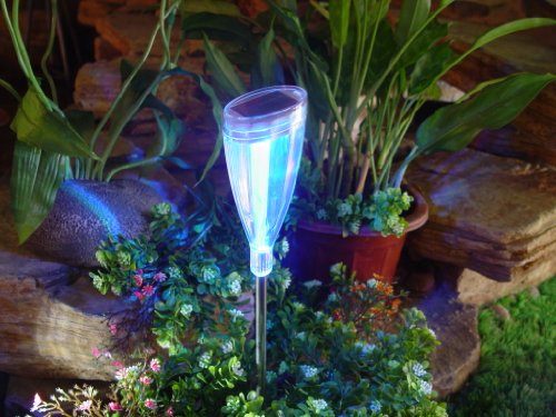 Tulpe 3er Set Solargartenleuchte Solarwegeleuchte aus Edelstahl und hochwertigem Kunststoff, je 2 LEDs 1 x mit Farbwechsler 1 x weißes Dauerlicht - 7