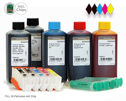 Fill in leerpatronen pour canon pGI - 550 cLI - 551 avec puce et 500 ml encre pour canon pixma mX 725 mX 925 1000 mG 6350 mG 5450 iP 7250