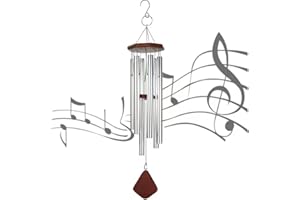 QIWENR Carillon a Vento Esterno,Campanelli Eolici Commemorativi Simpatia Campanelli Eolici Alluminio Campanelli Eolici da Giardino 26 Pollici,6 Tubi in Alluminio,Decorazioni per Esterni per Giardini e Case