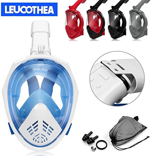 Leucothea Arc Foldable Breath Tube Snorkeling Mask Full Face Diving Mask,180°Wide View Anti-fog Anti-leak Snorkeling Set for Adults &amp; Kids(Blue L/XL)