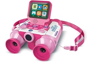 VTech - Genius XL Jumelles Vidéo Interactives - Paire de Jumelles Enfant 10x21 Rose avec Écran Couleur, Appareil Photo, Images de la BBC - Jeu Éducatif - Cadeau Enfant Dès 5 Ans - Contenu en Français