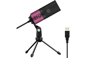 FIFINE Microfono USB per PC, Microfoni a Condensatore Professionale da tavolo per MAC e Windows - Rosso