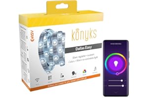 Ruban LED connecté Konyks Dallas Easy - Wi-Fi + BT, Couleurs + Blanc réglable, Longueur 3 mètres, compatible Alexa et Google Home, automatisations faciles, usage intérieur