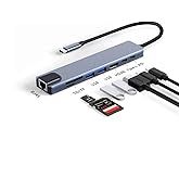 Daytona CF-04 Macbook Uyumlu Type-C&trade; To 4K HDMI Tv Projeksiyon UHd 1080P 2* Type-C 3* USB SD/TF RJ45 Ethernet Lan 8ın1 &Ccedil;eviri