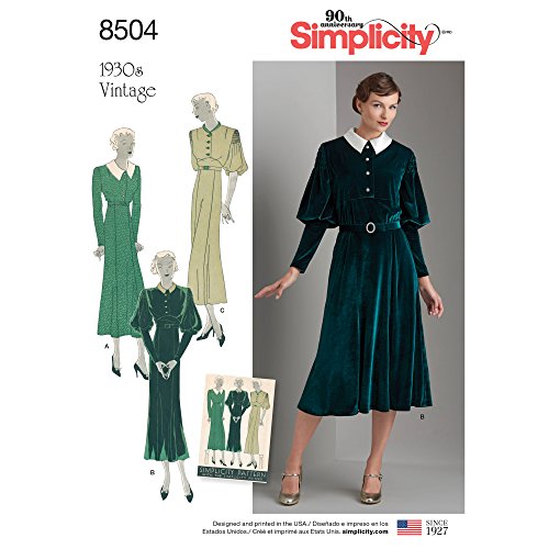 Simplicity Patrons de Robe Vintage Patron de Couture, Papier, Blanc, 22 x 15 x 1 cm