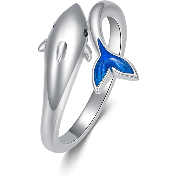 Delfin Ring für Damen und Mädchen 925 Sterling Silber Offener Statement-Ring Zirconia Verstellbares Fingerband Versprechensring Delfin Ring für Damen und Mädchen 925 Sterling Silber Offener Statement-Ring Zirconia Verstellbares Fingerband Versprechensring