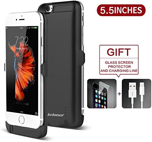 Keluoer iPhone 6/ 6S plus Battery Case iPhone Portable Charger Charging Case-8200mAh Capacity (Black)