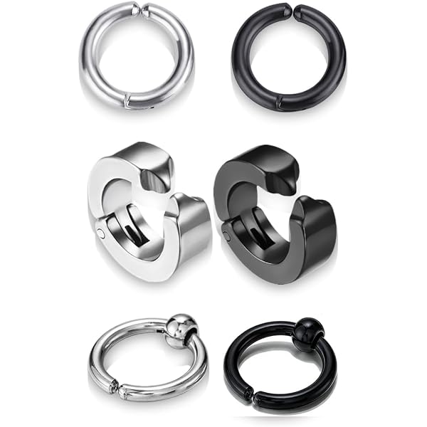 Liuxn 8 Pieces Non-piercing Earrings Ear Clip Fake Ear Hoops for Men