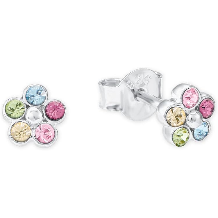 Laimons Kids oorstekers kindersieraden bloem madeliefje geel, wit 925 sterling zilver Laimons Kids oorstekers kindersieraden bloem madeliefje geel, wit 925 sterling zilver