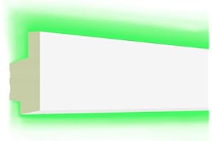 HEXIM LED stucco modanature in PU - Illuminazione indiretta con moderne modanature da soffitto, opache, resistenti alla luce e agli urti - (10 metri economy pack LED-18 65x34mm) profilo decorativo