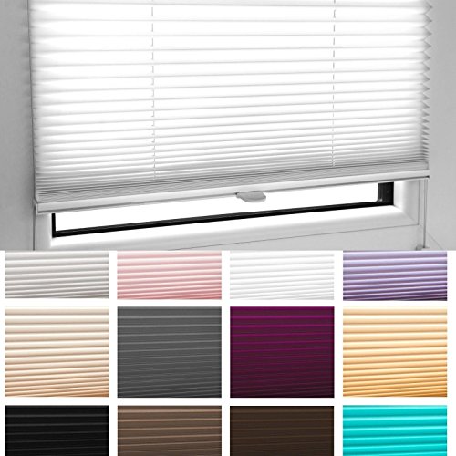 PLISSEE FALTROLLO 65×120 cm HELLGRAU INKL. KLEMMTRÄGER JALOUSIE – MEGA AUSWAHL IM SHOP – 80 BREITEN – 12 FARBEN - 3