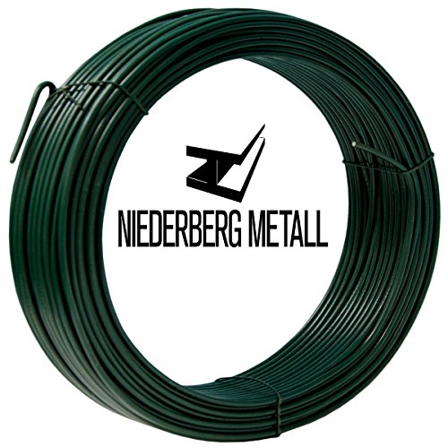 NIEDERBERG METALL 70m Spanndraht Zaundraht Ø 3,8mm Bindedraht Gartendraht Basteldraht Metall Zaun Zubehör Draht Drahtrolle Maschendraht | PVC-Ummantelung | Grün - 2